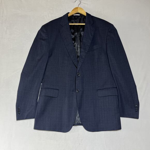 Peter Millar Suit Jacket Blazer Mens 46T Blue Plaid Two Button Double Vent - Picture 1 of 16